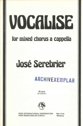 Vocalise for mixed chorus a cappella score