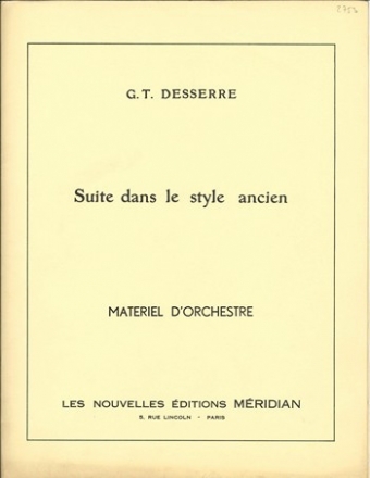 Suite dans le style ancien pour flute, hautbois, clarinette, cor et basson partition miniature et partes