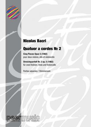 Quatuor a cordes no.2 op.5 pour deux violons, alto et violoncelle parties