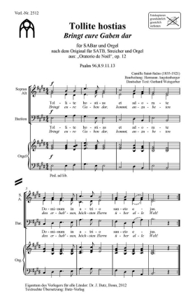 Tollite hostias op.12 fr gem Chor (SAM) und Orgel Partitur (dt/la)