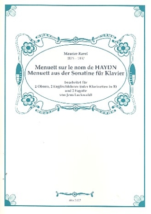 2 Menuette fr 2 Oboen und 2 Englischhrner (2 Klarinette und 2 Fagotte),  Partitur und Stimmen