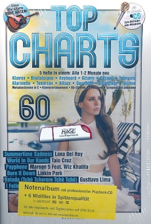 Top-Charts Band 60 (+CD +GM/XG/XF-Midifiles auf USB-Stick): Songbook Klavier/Keyboard/Gesang/Gitarre