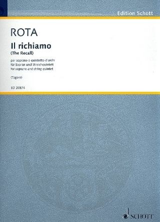 Il richiamo fr Sopran und Streichquintett Partitur und Stimmen