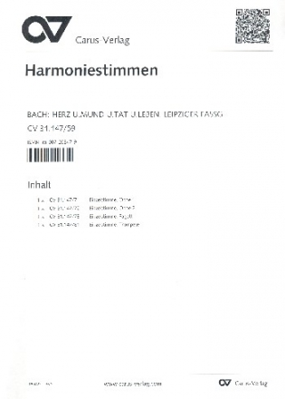 Herz und Mund und Tat und Leben Kantate Nr.147 BWV147 (Leipziger Fassung) Harmoniestimmen