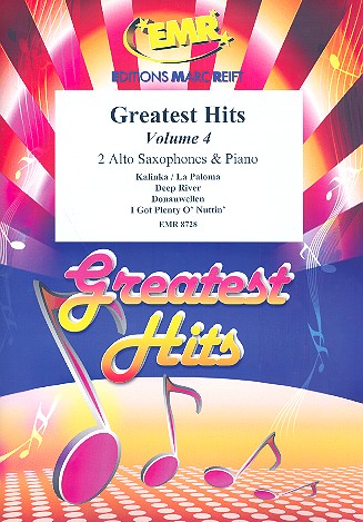 Greatest Hits vol.4: for 2 alto saxophones and piano (percussion ad lib) score and parts