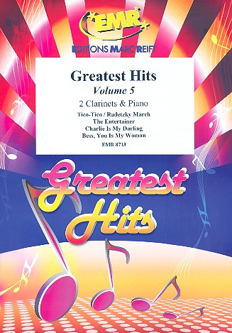 Greatest Hits vol.5: for 2 clarinets and piano (percussion ad lib) score and parts