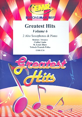 Greatest Hits vol.6: for 2 alto saxophones and piano (Percussion ad lib) score and parts