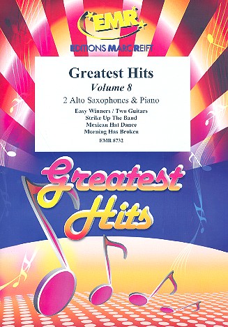 Greatest Hits vol.8: for 2 alto saxophones and piano (percussion ad lib) score and parts