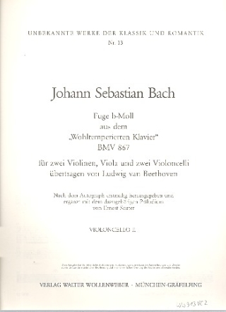 Fuge b-Moll BWV867 fr 2 Violinen, Viola und 2 Violoncelli (Kb ad lib.) Violoncello 2