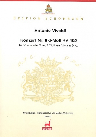 Konzert d-Moll Nr.8 RV405 fr Violoncello solo, 2 Violinen, Viola und Bc Partitur