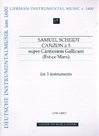 Canzon a 5 super Cantionem Gallicam fr 5 Instrumente Partitur und Stimmen