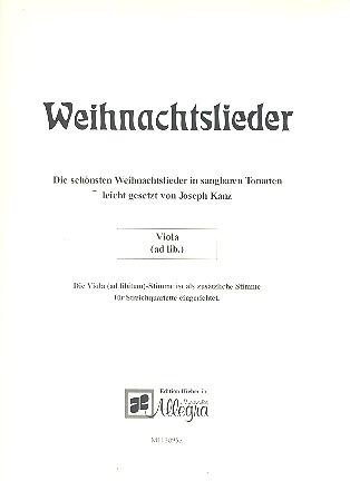 Weihnachtslieder in sangbaren Tonarten fr flexibles Ensemble Viola ad lib.