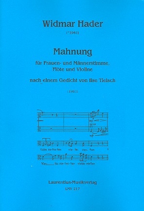 Mahnung fr Frauen- und Mnnerstimme, Flte und Violine 4 Partituren