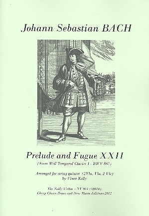 Prelude and Fugue no.22 BWV867 for 2 violins, viola and 2 cellos score and parts