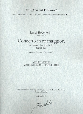 Concerto in re maggiore GerB479 fr Violoncello, Streicher und Bc fr Violoncello und Klavier