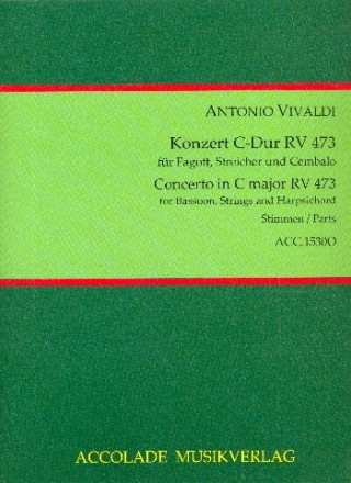 Konzert C-Dur RV473 F:VIII,9 fr Fagott, Streicher und Bc Stimmensatz (Streicher 3-3-2-3)