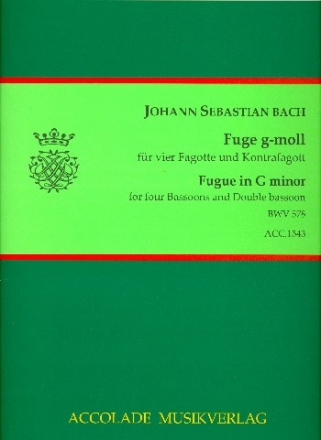 Fuge g-Moll BWV578 fr 4 Fagotte und Kontrafagott Partitur und Stimmen