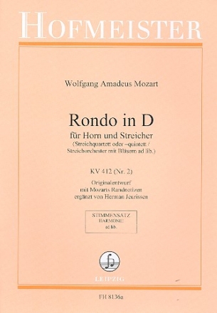 Rondo D-Dur KV412 Nr.2 fr Horn und Streicher, Blser ad lib Harmoniestimmen