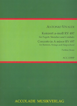 Konzert a-moll RV497 fr Fagott, Streichorchester und Cembalo Partitur