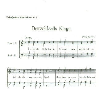 Deutschlands Klage fr Mnnerchor a cappella Partitur