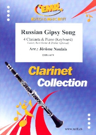 Russian Gipsy Song for 4 clarinets and piano (keyboard) (rhythm group ad lib) score and parts