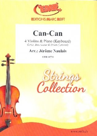 Can- Can for 4 violins and piano (keyboard) (rhythm group ad lib) score and parts