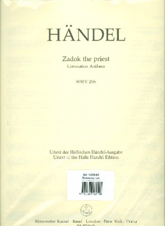 Zadok the Priest HWV258 fr gem Chor und Orchester Harmoniestimmen