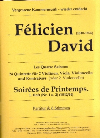 Soires de printemps Band 1 (Nr.1 und 2) fr 2 Violinen, Viola, Violoncello und Kontrabass (Violoncello 2) Partitur und Stimmen