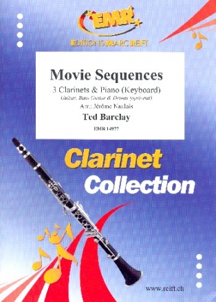 Movie Sequences for 3 clarinets and piano (keyboard) (rhythm group ad lib) score and parts