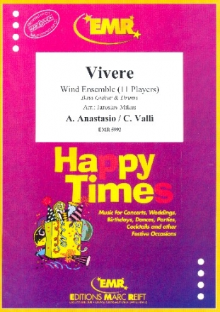 Vivere for wind ensemble (11 players), bass guitar and drum set score and parts