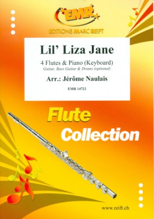 Lil' Liza Jane for 4 flutes and piano (keyboard) (rhythm group ad lib) score and parts