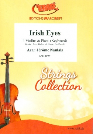 Irish Eyes for 4 violins and piano (keyboard) (rhythm group ad lib) score and parts