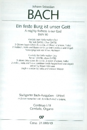 Ein feste Burg ist unser Gott Kantate Nr.80 BWV80 Basso continuo (Orgel/Cembalo)