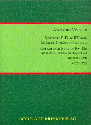 Konzert F-Dur RV486 fr Fagott, Streichorchester und Cembalo Stimmensatz (3-3-2-3-Cembalo)