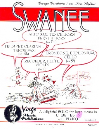 Swanee for C instrument in bass clef (trombone/euphonium/cello) and piano