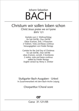 CV31.121/05 Christum wir sollen loben schon Kantate Nr.121 BWV121 Chorpartitur (dt/en)