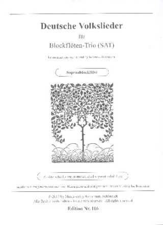 Deutsche Volkslieder fr 3 Blockflten (SAT) Sopranblockflte