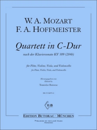 K055G Quartett C-Dur nach der Klaviersonate KV309 fr Flte, Violine, Viola und Violoncello