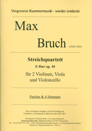 Streichquartett E-Dur op.10 fr 2 Violinen, Viola und Violoncello Partitur und Stimmen