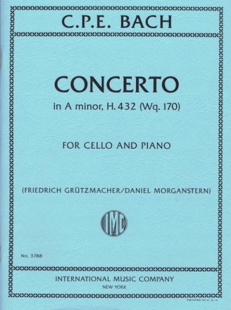 Concerto in a Minor Wq170 for Cello and Orchestra for cello and piano