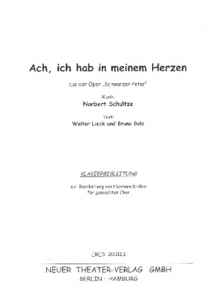 Ach ich hab in meinem Herzen drinnen fr gem Chor a cappella (Klavier ad lib) Klavierbegleitung