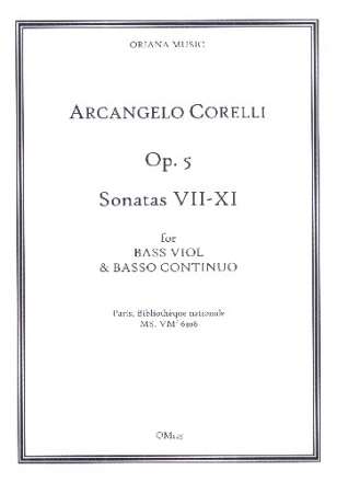 Sonata op.5 no.7-11 for bass viol and Bc score and parts (Bc not realised)