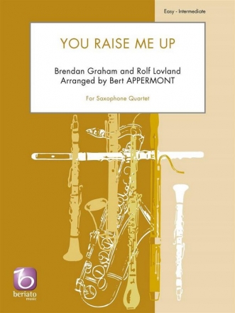 You Raise Me Up for saxophone quartet score and parts