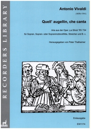 Quell' augellin, che canta fr Sopran, Sopran- oder Sopraninoblockflte, Streicher und Bc Partitur und Stimmen