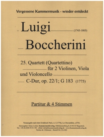 Quartett C-Dur Nr.25 op.22,1 G183 fr 2 Violinen, Viola und Violoncello Partitur und Stimmen