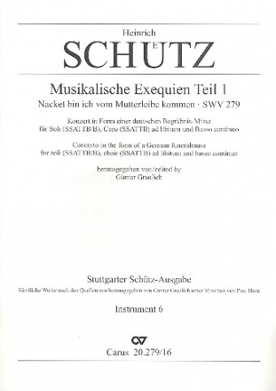 Nacket bin ich vom Mutterleibe kommen SWV279 fr 6-8 Stimmen und Bc (gem Chor und Instrumente ad lib) Instrument 6