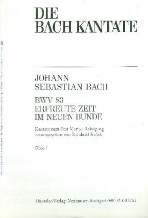 Erfreute Zeit im neuen Bunde Soli ATB, Coro SATB, 2 Ob, 2 Cor, Vl solo, Str, Org OB1