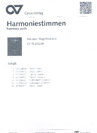 Magnificat C-Dur D486 fr Soli, gem Chor und Orchester Harmoniestimmen