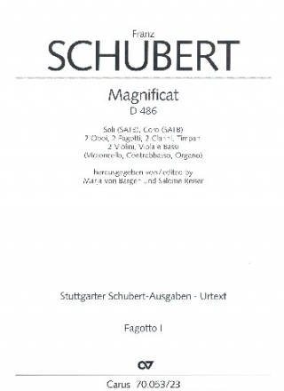 Magnificat in C D486 fr Soli, gem Chor (SATB) und Orchester Fagott 1