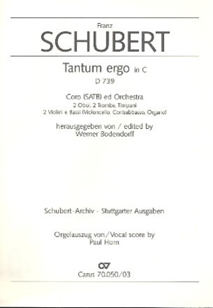 Tantum ergo C-Dur D739 fr gem Chor und Orchester Orgelauszug